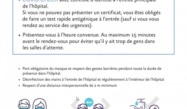 POUR LES VISITEURS : Covid-19 – Règles en vigueur à partir du 12 décembre 2022